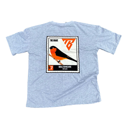 "STAMPED” Baltimore Oriole Oversized T-Shirt - Grey